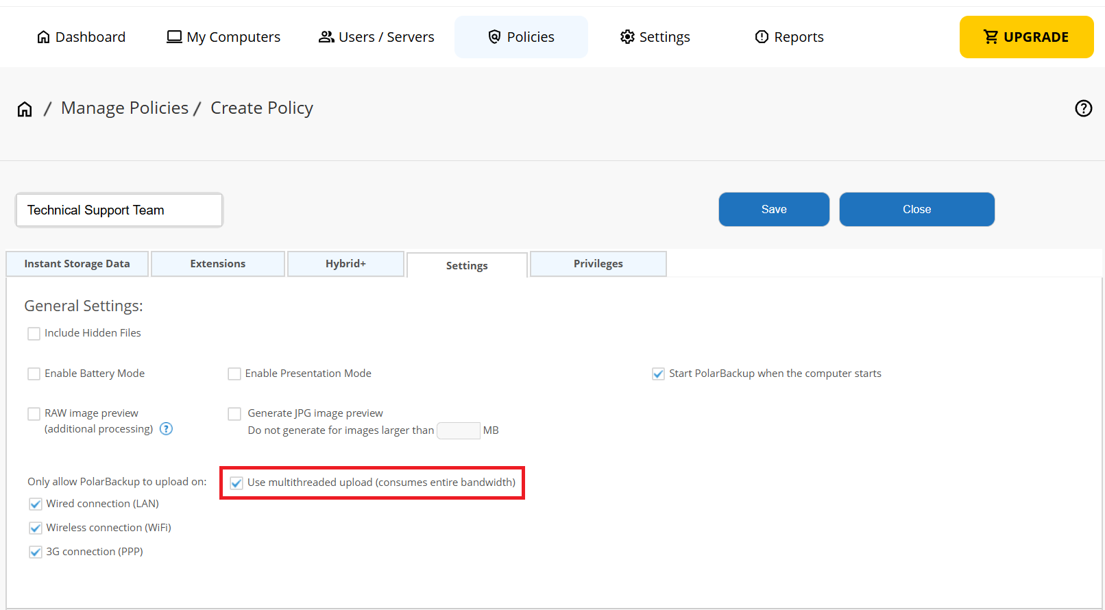 Multithreaded Upload in Policy